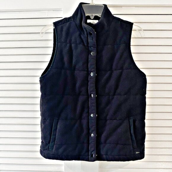 Vintage Charter Club Womens Vest Black Quilted Fleece Puffer Zip Snaps Pockets M - Picture 1 of 8
